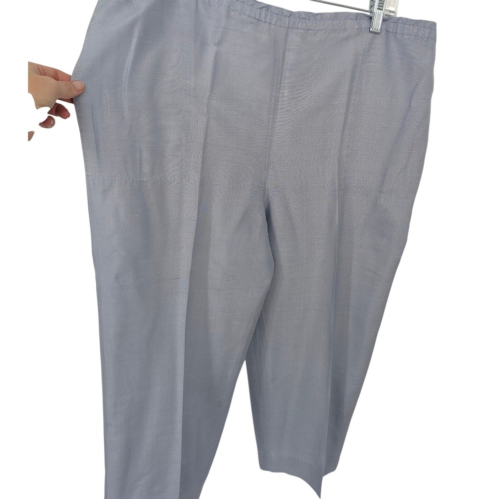 VIA SETA 100% Silk Pants Fabric Womens 16 Light‎ Blue Flawed Capri Pull On